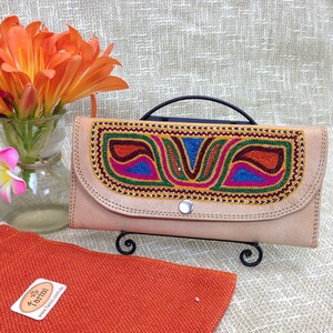 womens Leather wallet, credit card clutch hand embroidered, Mexican wallet Tri fold clutch, boho wallet, Christmas gifts under 50
