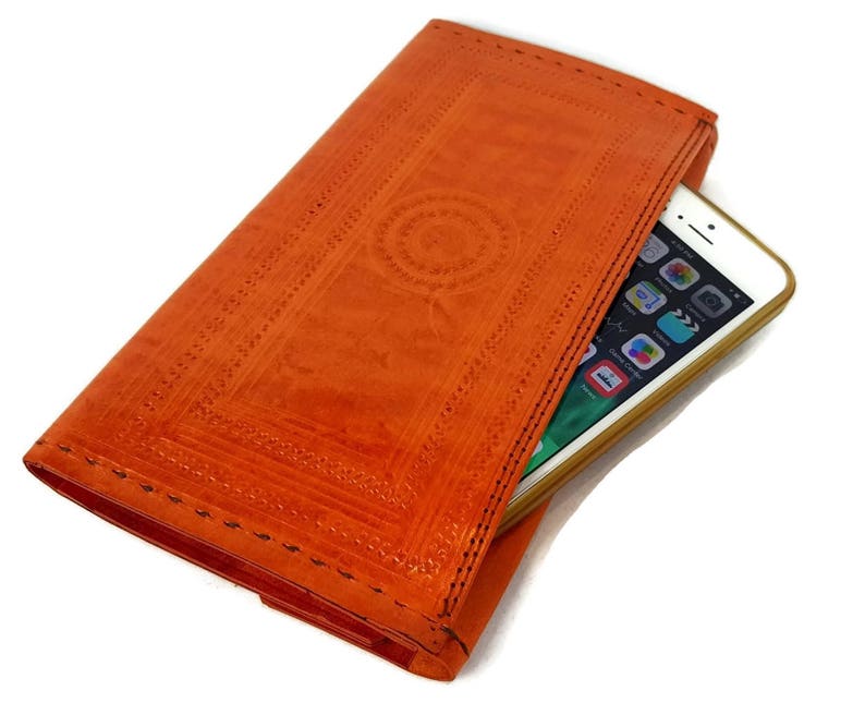 Womens Leather Wallet Orange Wallet Credit Card Wallet for Etsy