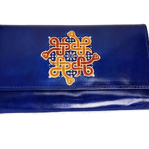 Womens Leather wallet Blue , credit card wallet entwined snakes, celtic goth Mandala wallet, gift for women, Mothers day Gift