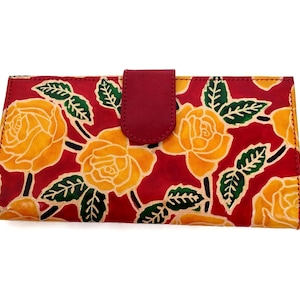 Womens Leather Wallet , hand painted English roses  red wallet, Handtasche der Frauen, Christmas Gifts for her,  leather wallets by Tarini