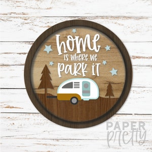 Camper SVG Cutfile for Glowforge | Laser Cutting Machine Files | DXF Files | Silhouette Cricut Files | Camper Sign | Camping | Cutfiles