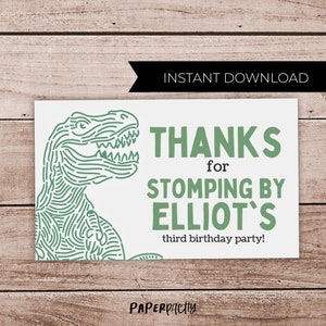 Dinosaur Thank You Card, Three-Rex Thank You Printable Card, Instant Download Canva Dinosaur Card Template