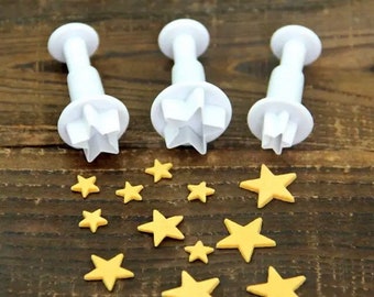 Set of 3 small stars flower plunger cutters
