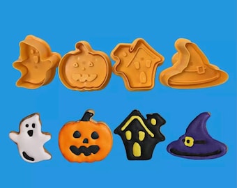 Set of 4 Halloween plunger cutters moulds cake decorating sugar craft fondant icing