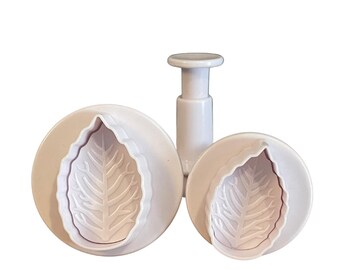 Rose Leaf Fondant Cutter Set | Gum Paste Embosser for Cake Decorating