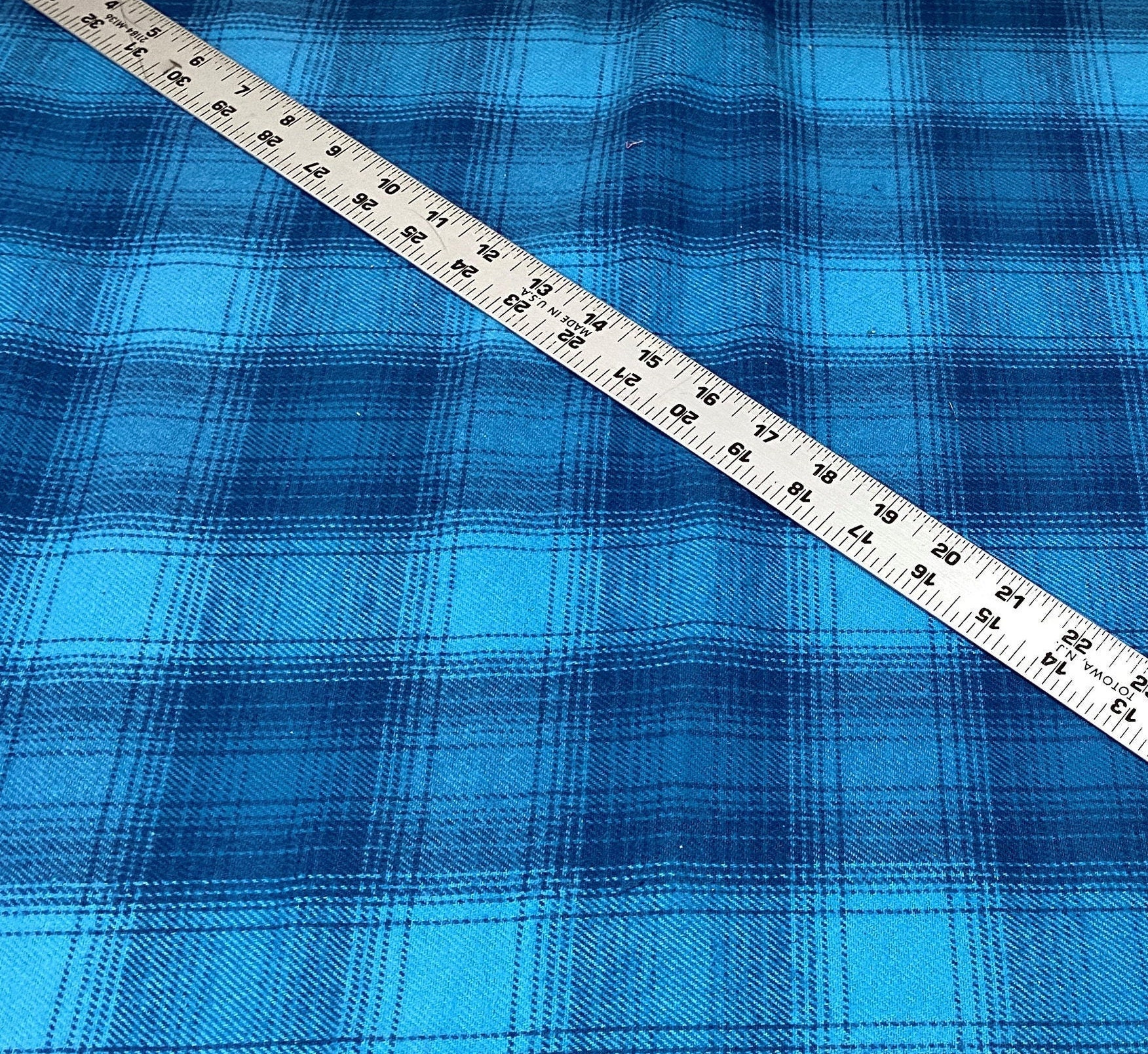 Blue PLAID Flannel Fabric Tonal Blue By the Yard Baby | Etsy