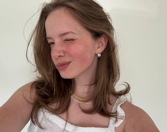 Olive Jade Bead Necklace – Minimalist Boho Jewelry – Handmade