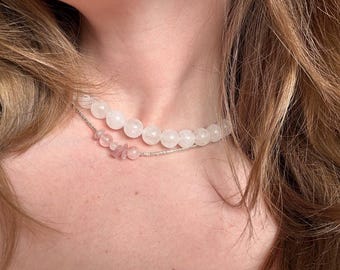 White Jade Choker – 15" Solid Gemstone Minimalist Necklace