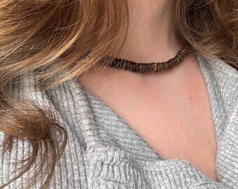 Coconut Shell Bead Necklace – Handmade Beach Minimalist Jewelry