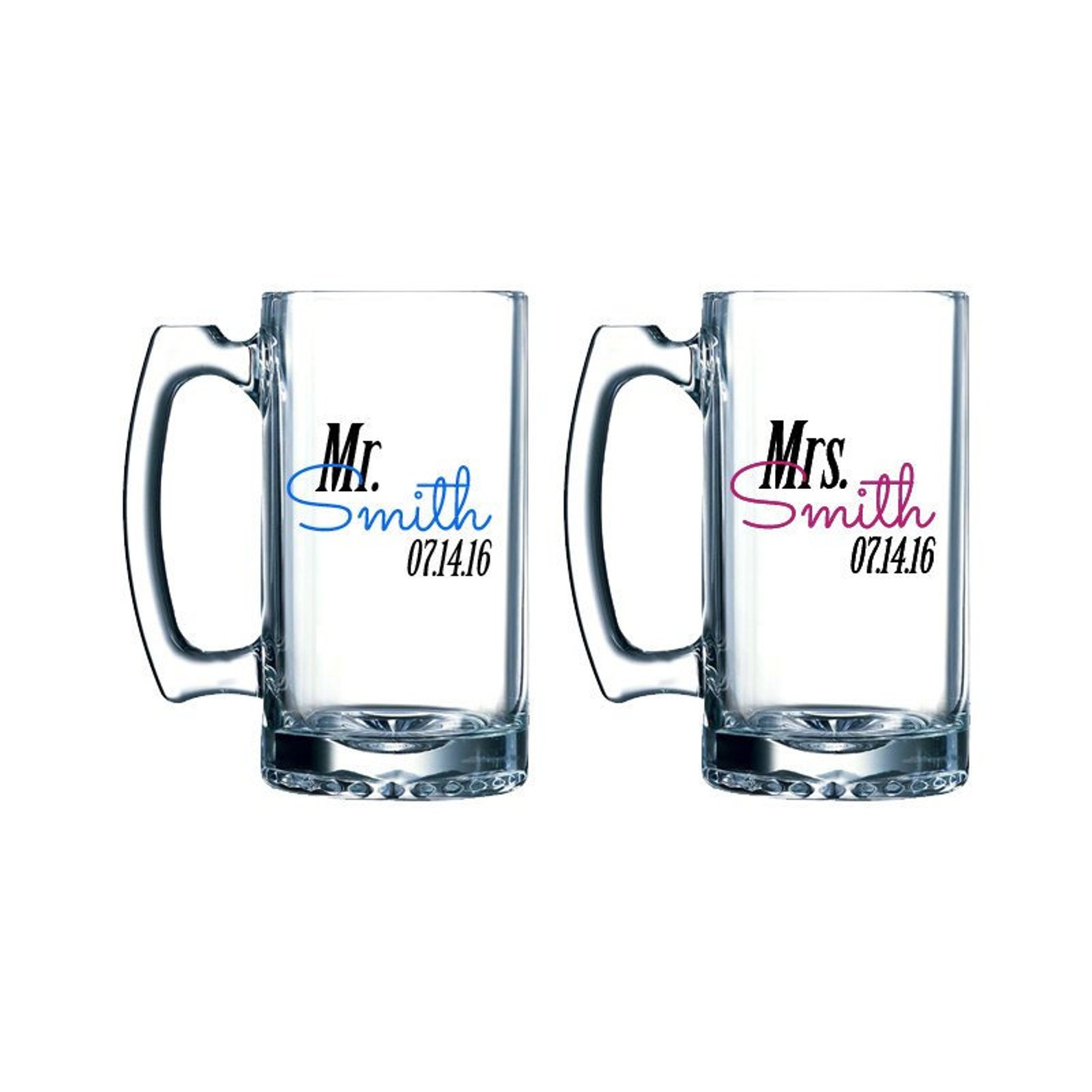 Mr and Mrs Beer Mugs Personalized Beer Mug Pair Bride and Etsy