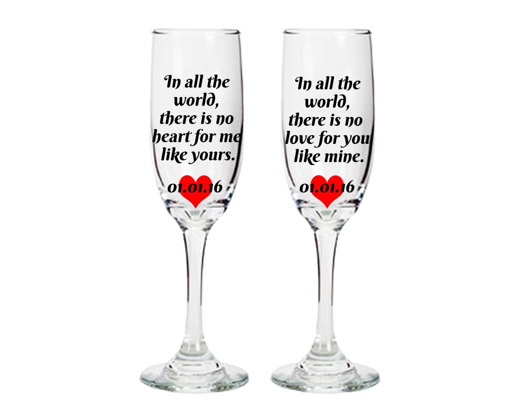Champagne glasses with romantic sayings bride and groom wine Etsy