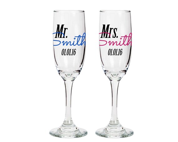 Mr And Mrs Toasting Glasses Personalized Champagne Glasses Etsy