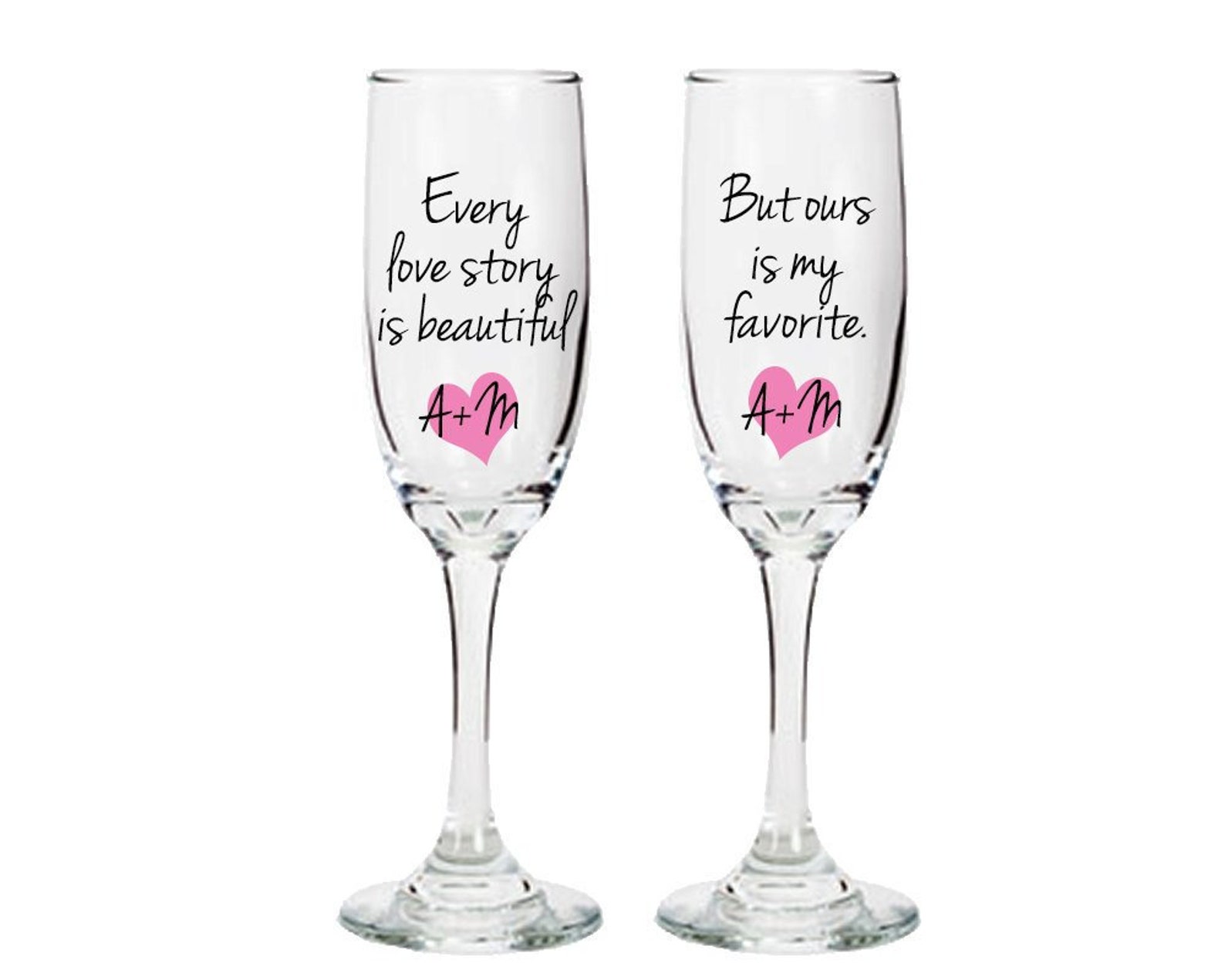 Personalized toasting glasses with custom sayings quotes Etsy