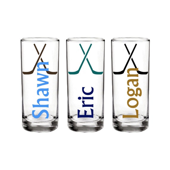 Personalized Sports Shot Glass With Name Hockey Themed. Great Etsy
