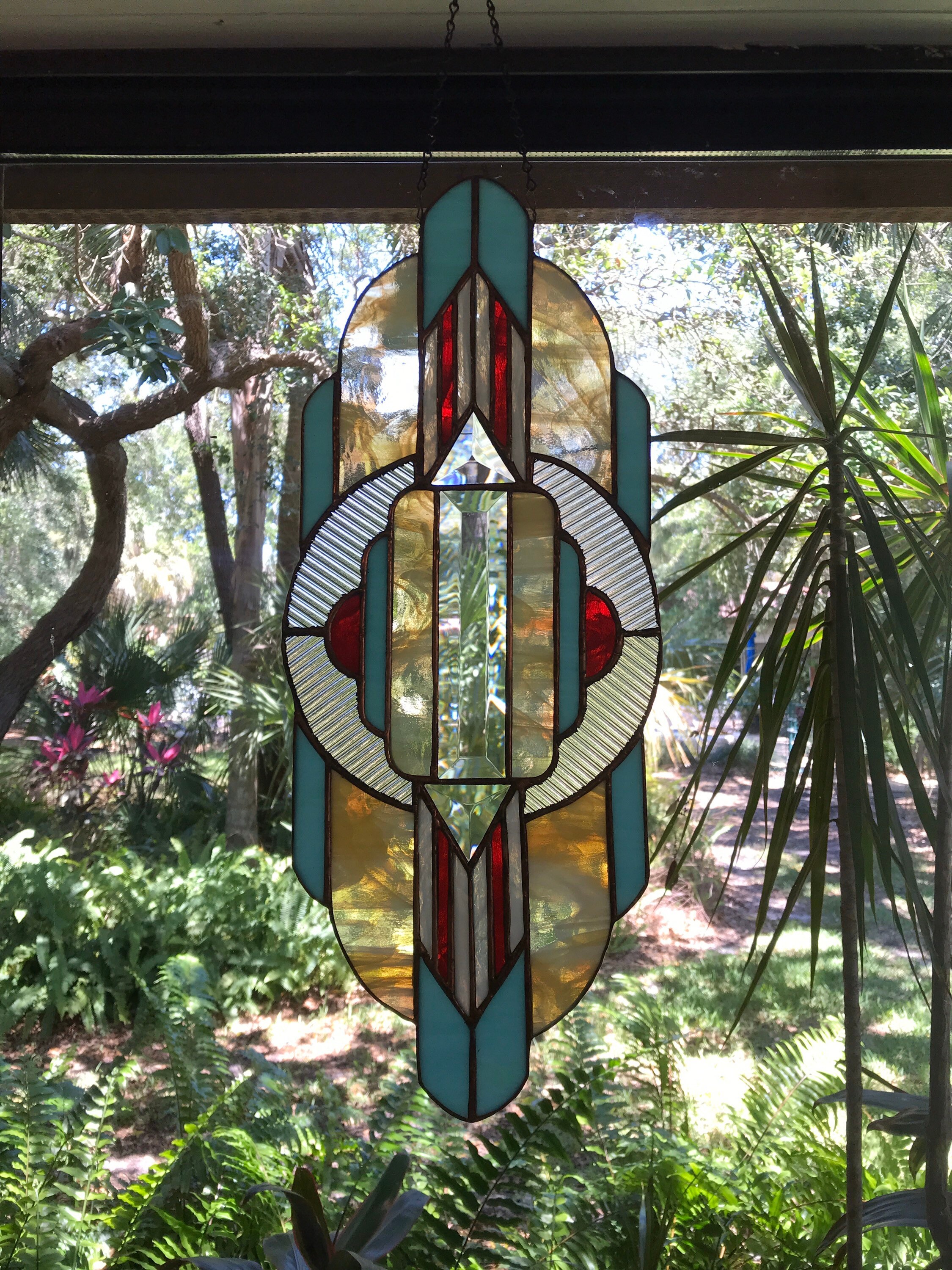 Art Deco Stained Glass Art Panel Made To Order Etsy Ireland
