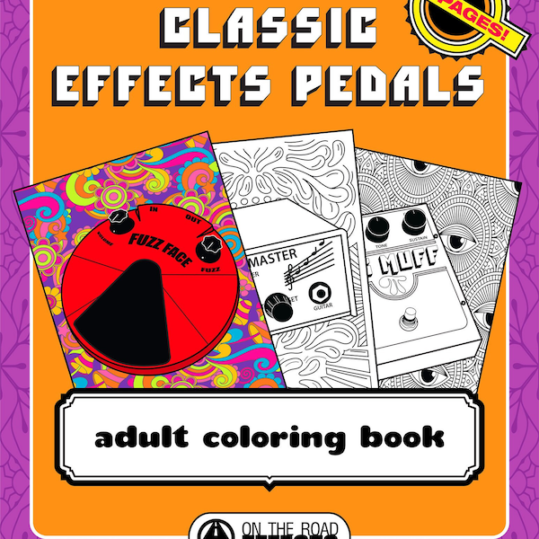Classic Guitar Effects Pedals - Adult Coloring Book for Guitar/Bass/Keyboard Players. Great gift! 25 Pages (Instant Printable PDF Download)