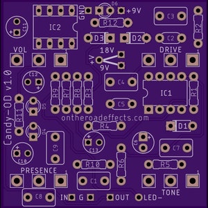 Candy-OD PCB - Build your own Crunchbox Overdrive Distortion Pedal!