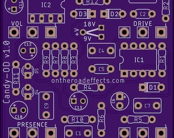 Candy-OD PCB - Build your own Crunchbox Overdrive Distortion Pedal!