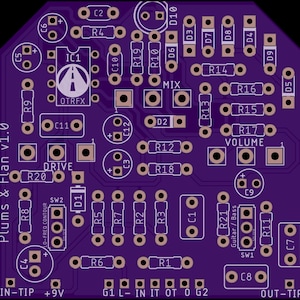 Circuit imprimé Plums & Flan - Construisez votre propre pédale d'intermodulateur générateur d'harmoniques Prunes and Custard !