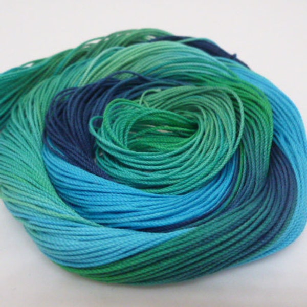 SeaPrincess, AlenAleaDesign tatting thread, Hand dyed thread, blue and green, variegated, tatting crochet lace thread