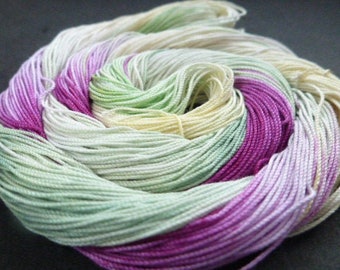 TULIP - Tatting cotton thread, AlenAleaDesign,  spring colors, tatted lace thread, variegated tatting yarn, pink green yellow shuttle thread