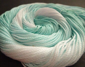 AlenAleaDesign 'Mint' cotton, Lace hand dyed tatting thread, minty green and white tatting crochet lace craft thread