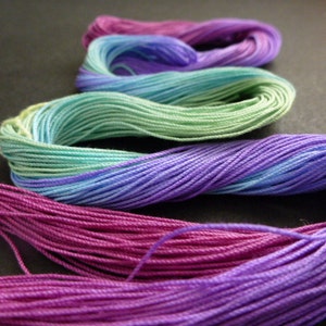 Winter Rainbow Cotton Yarn Thread for tatted lace, Rainbow hand dyed, tatting crochet lace craft thread AlenAleaDesign