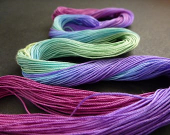 Winter Rainbow Cotton Yarn Thread for tatted lace, Rainbow hand dyed, tatting crochet lace craft thread AlenAleaDesign