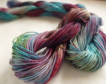 Hand dyed "Serendipity" cotton thread, multicolored tatting thread, crochet,macrame, embroidery, AlenAleaDesign, wild random color