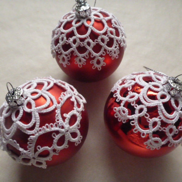 Christmas Bauble Covers three tatting patterns, Tatted Christmas pattern, pdf digital instant e-pattern, Schiffchenspitze, AlenAleaDesign