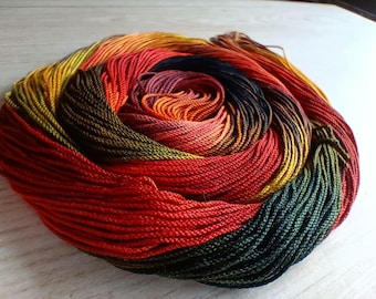 AlenAleaDesign "Autumn fire" Hand dyed cotton thread, Sizes 10 to 80, variegated, HDT, shuttle and needle tatting thread, embroidery cotton