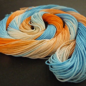 Hand dyed &quot;Regal&quot; tatting thread, Size 10 to 80, orange, blue, variegated, HDT, tatting thread, crochet,knitting, lace making, craft thread