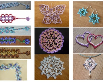 AlenAleaDesign Tat-a-Day tatting patterns, tatting pdf books, shuttle patterns, tatted, bookmark tatting patterns, tatted butterfly, heart