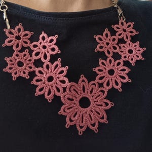 リバティタットネックレス、友達へのプレゼント、お母さんへのプレゼント、タティングレース、シンプルなネックレスの型紙、PDF型紙、AlenAleaDesignの型紙