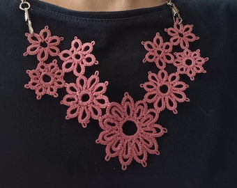Liberty tatted necklace, Make Gift for friend, Gift for mum, Tatted lace, simple necklace pattern, pdf pattern, AlenAleaDesign pattern
