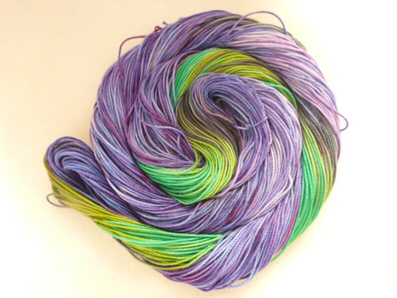 StormyLavander AlenaleaDesign tatting thread lace making,craft thread Purple Green Hand-dyed Cotton Thread tatting crochet,macrame