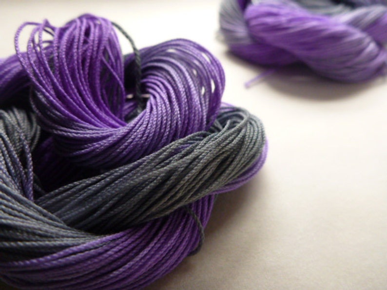 StormyLavander AlenaleaDesign tatting thread lace making,craft thread Purple Green Hand-dyed Cotton Thread tatting crochet,macrame