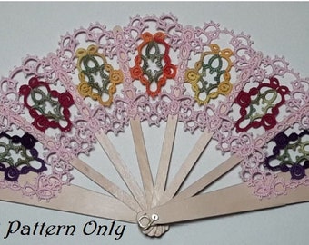 Tatted fan visual e-pattern and tutorial,lace,tatting frivole pattern,pdf digital download pattern,guest designer KJ Minniti, AlenAleaDesign