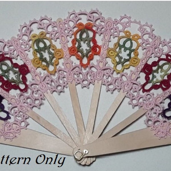 Tatted fan visual e-pattern and tutorial,lace,tatting frivole pattern,pdf digital download pattern,guest designer KJ Minniti, AlenAleaDesign