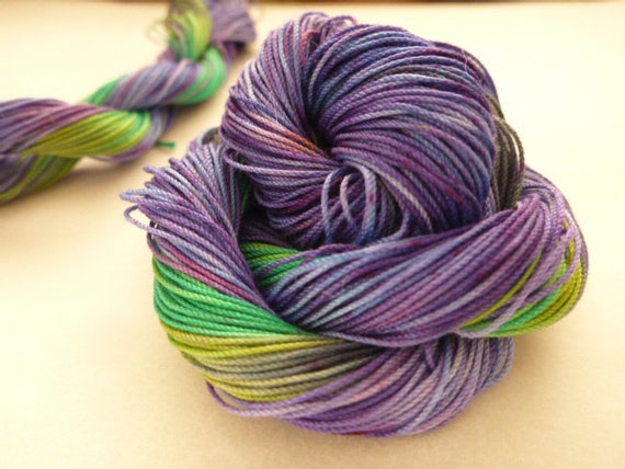 StormyLavander AlenaleaDesign tatting thread lace making,craft thread Purple Green Hand-dyed Cotton Thread tatting crochet,macrame
