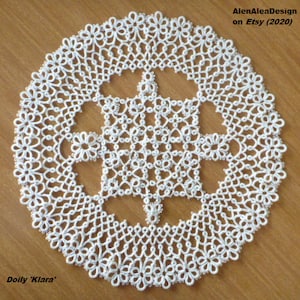 Tatting pattern, Tatted doily, visual e-pattern,lace pattern, frivole pattern,pdf digital download,pdf pattern &quot;Klara&quot; doily, AlenAleaDesign