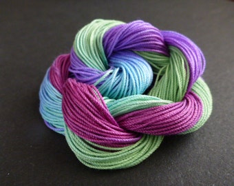 Winter Rainbow Cotton Yarn Thread for tatted lace, Rainbow hand dyed, tatting crochet lace craft thread AlenAleaDesign