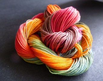 PumpkinPatch,  AlenAleaDesign color, Hand dyed cotton thread, multicolored, tatting, crochet, knitting, lace making, craft thread