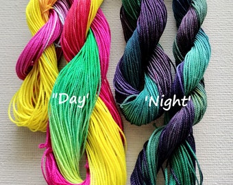 Double Rainbow - Day and Night by AlenAleaDesign HDT, Cotton Yarn Thread for tatted lace, hand dyed, lace craft thread AlenAleaDesign