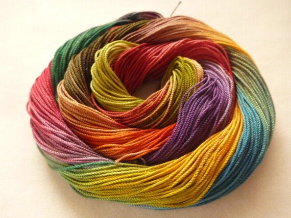 StormyLavander AlenaleaDesign tatting thread lace making,craft thread Purple Green Hand-dyed Cotton Thread tatting crochet,macrame