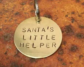 Handgestempeld Santa's Little Helper-huisdierkaartje – kerstkaartje