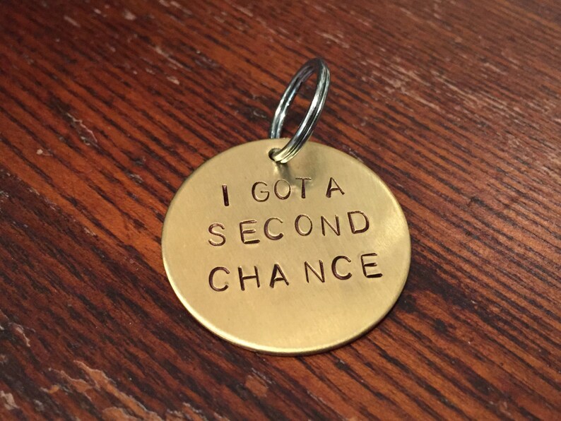Second Chance Rescue Dog Tag - Hand-Stamped Aluminum, Brass, or Copper image 3