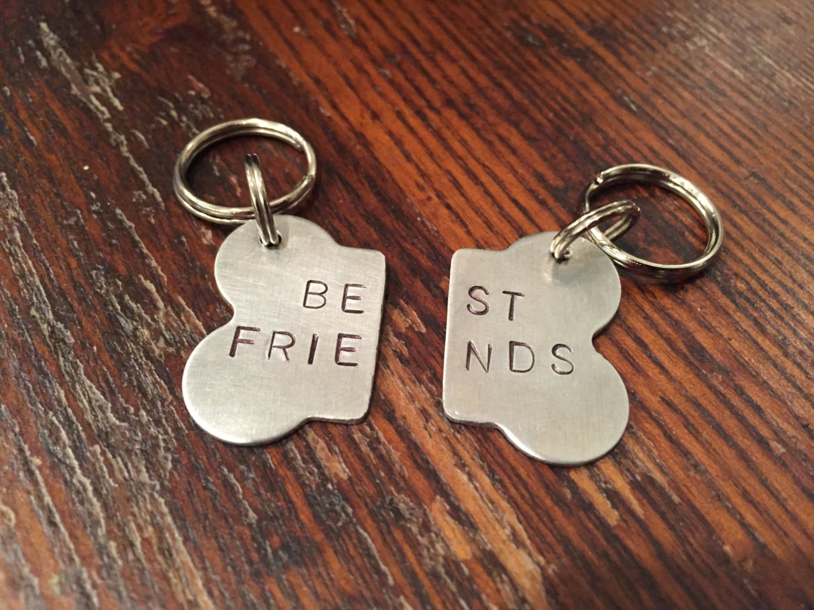 Best Friends Bone Dog Tag Set HANDSTAMPED Two Bff Dog Tags Etsy