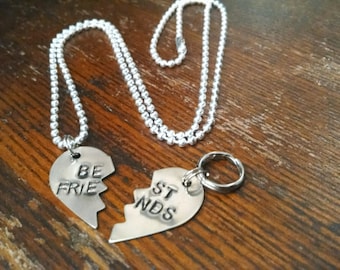 Best Friends BFF Necklace and matching Pet Tag - SMALL - ORIGINAL unique, hand-stamped - Dog, cat, is my best friend - gift for dog lover