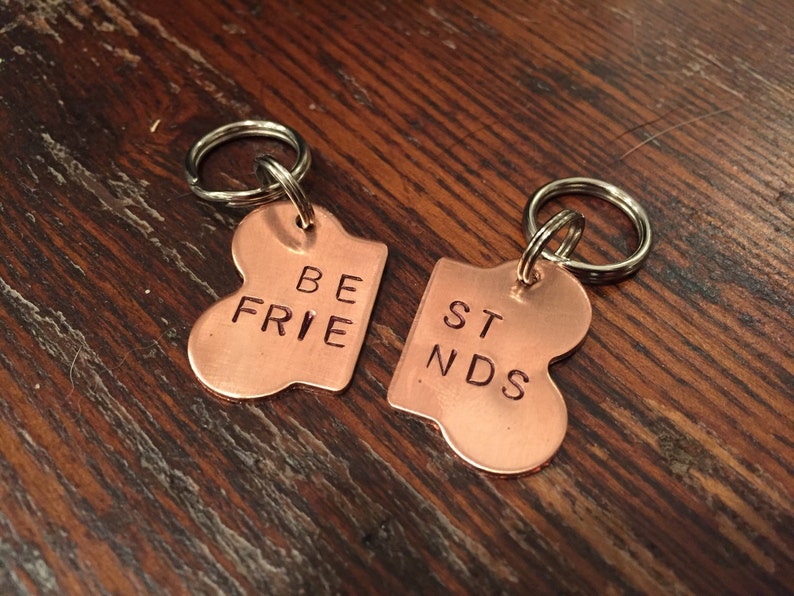 Best Friends Bone Dog Tag Set HANDSTAMPED Two Bff Dog Tags Etsy